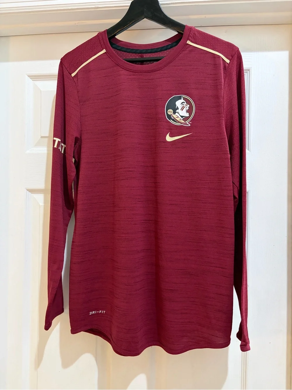 Nike Maroon and Gold Long Sleeve Performance Top